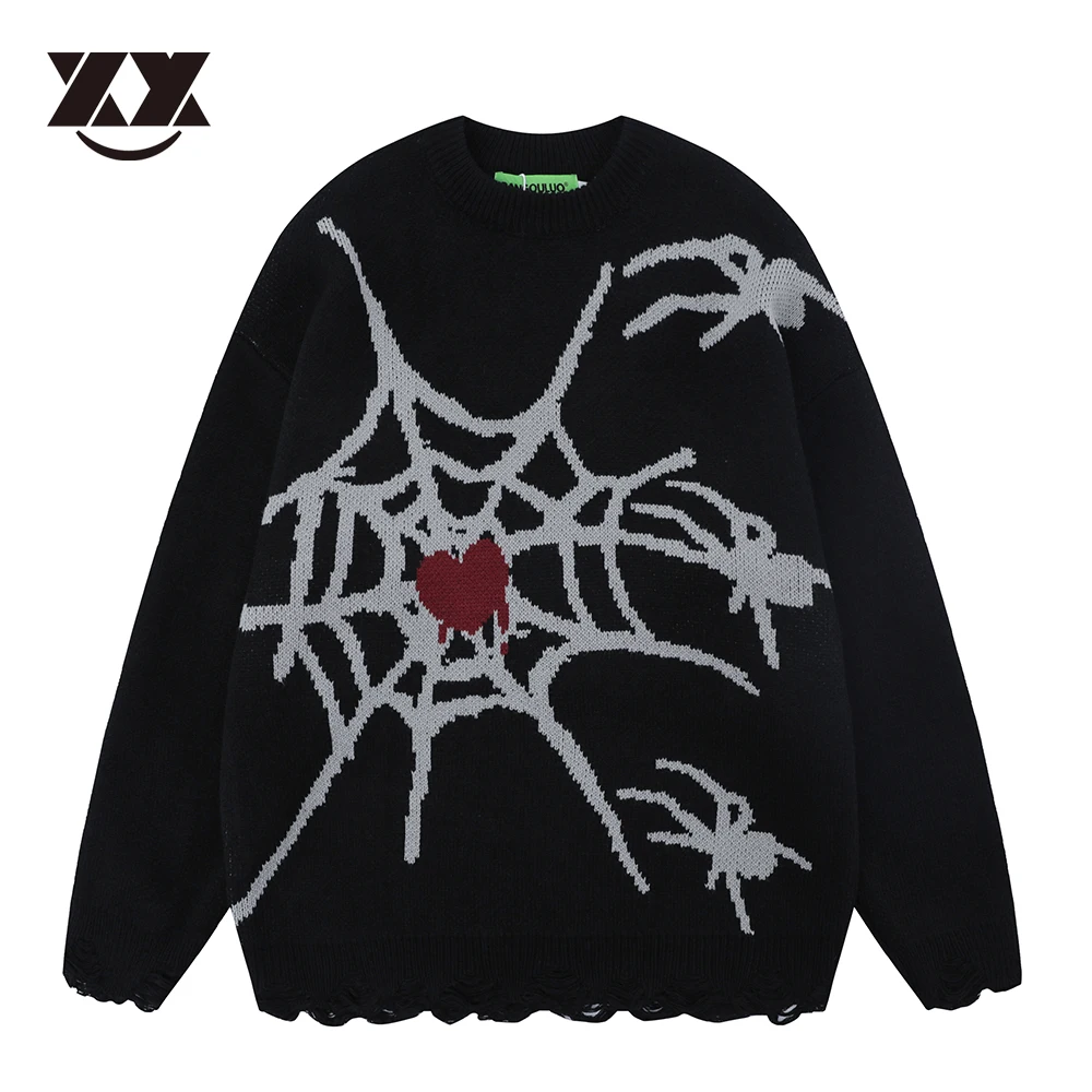 Y2K Streetwear, Hip-Hop, Punk Spider Web Silmkoelised Kampsunid Meeste Kampsun Harajuku Mood Vabaaja-Suurpärase Unisex Sügis Talv